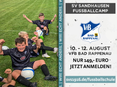 Fussballschule des SV Sandhausen zu Gast beim VfB - 10.08. - 12.08.2022 !!!